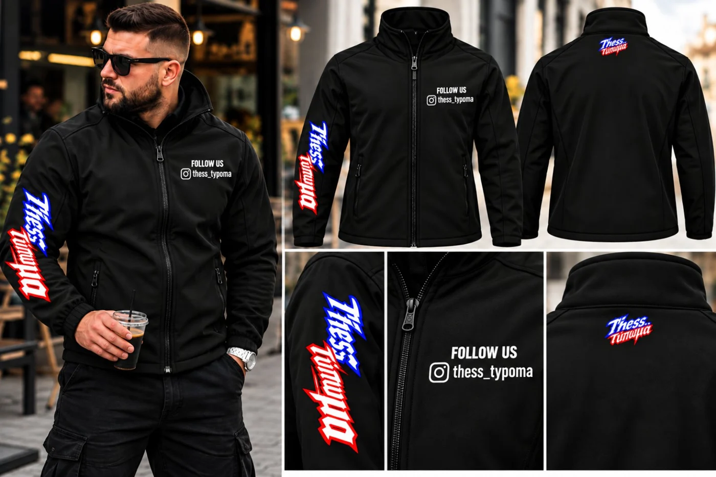 Custom ένδυση Thess Τύπωμα φορεμένη και λεπτομέρειες των σχεδίων στα μανίκια